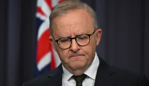 epa12591198 Australian Prime Minister Anthony Albanese speaks to the media during a press conference following a shooting incident at Sydney's Bondi Beach, at Parliament House in Canberra, Australian Capital Territory, Australia, 14 December 2025. NSW Police confirmed at least ten deaths, including one alleged shooter, following the incident at Bondi Beach in Sydney. Eleven others were injured, including two police officers. Authorities said the second alleged shooter remains in critical condition and is in custody. Albanese commented on the incident as 'shocking and distressing'. EPA/LUKAS COCH AUSTRALIA AND NEW ZEALAND OUT