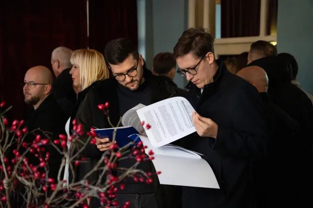 Osijek, 18. 12. 2025., Dodjela potpora poduzetnicima iz opžeg programa poticanja razvoja Grada Osijekapotpore; poduzetnici; Grad Osijek; HNK