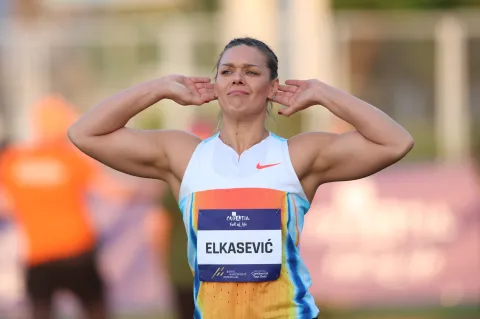 Zagreb, 24.05.2025 - 75. Han?ekovi? memorijal, disk, ?ene. Na slici Sandra Elkasevi? (CRO). foto HINA/ Damir SEN?AR/ ik