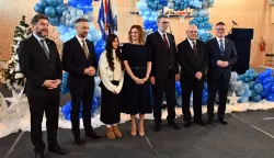 19.12.2025., Slavonski Brod - Svecano otvorenje nove Osnovne skole Milan Amrus, jedinoj skoli u Brodsko-posavskoj zupaniji specijaliziranoj za odgoj, obrazovanje i rehabilitaciju djece s te&scaron;kocama u razvoju. Projekt je vrijedan 7,8 milijuna eura​ osigurat ce moderne uvjete skolovanja za 250 u​cenika s te​skocama u razvoju​. Dragan Jelic, ministar rada, mirovinskoga sustava, obitelji i socijalne politike Marin Piletic, Natasa Cosic, ministar znanosti, obrazovanja i mladih Radovan Fuchs, Mirko Duspara i Danijel Marusic Photo: Ivica Galovic/PIXSELL