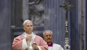 epa12591004 Pope Leo XIV celebrates Mass on the occasion of the Jubilee of Prisoners at St. Peter's Basilica, Vatican, 14 December 2025. EPA/FABIO FRUSTACI