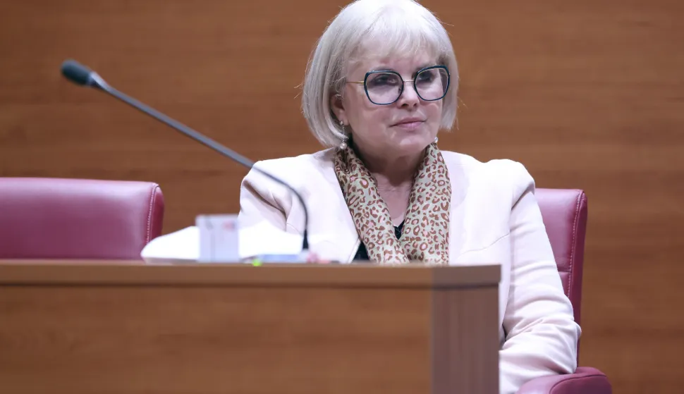 28.03.2025., Zagreb - Zastupnici su glasovanjem o raspravljenim tockama dnevnog reda zavrsili tjedni rad Sabora. Zastupnica Barbara Antolic Vupora nakon duzeg vremena u Saboru Photo: Patrik Macek/PIXSELL