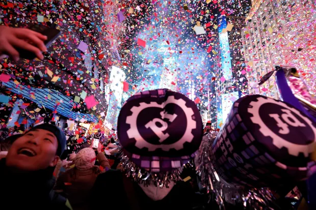 Confetti falls during the New Year's Eve celebrations and ball drop in Times Square in New York on January 1, 2026. (Photo by John Lamparski/AFP)