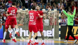 Zagreb, 30.01.2025. - Polufinalni susret Svjetskog prvenstva rukometa&scaron;a: Hrvatska - Francuska. Na fotografiji Filip Glava&scaron;, Marko Mamić, Mateo Mara&scaron;, Dominik Kuzmanović. foto HINA/ Daniel KASAP/ dk