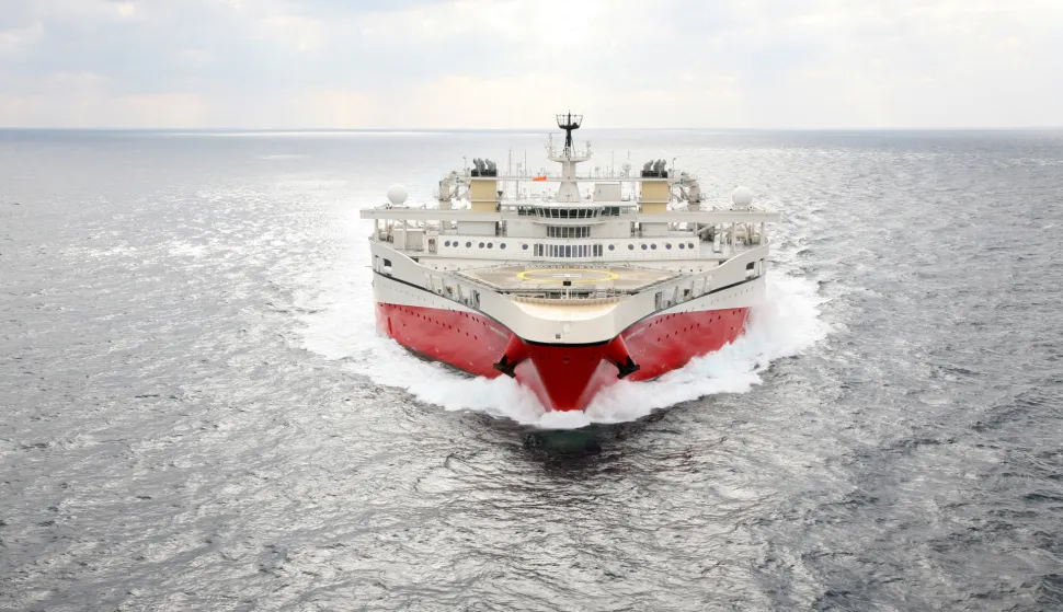 epa07246813 A handout photo made available by Petroleum Geo-Services (PGS) on 23 December 2018 shows the company's Ramform Tethys at an undisclosed location (issued 23 December 2018). The vessel hired by the oil company ExxonMobil, was stopped on 22 December 2018 by Venezuela's marine off the coast of Guyana. Guyana condemns the act as illegal and disrespectful. The ship Ramform Tethys was hired to conduct seismic surveys at a block off the coast of Guyana. EPA/PGS HANDOUT 30slett NORWAY OUT HANDOUT EDITORIAL USE ONLY/NO SALES