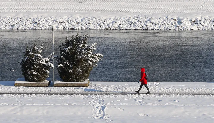 Osijek, 08. 01. 2026., promenada, &scaron;etnja; zima; snijeg, debeli minus; hladno vrijeme; zimska idila;slobodnjak, slobodnjakSNIMIO BRUNO JOBST