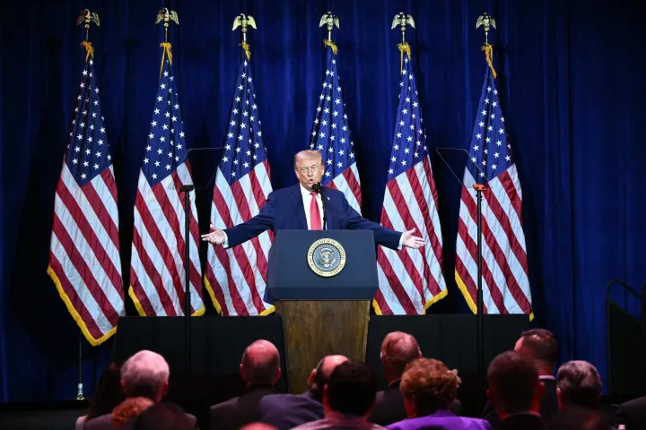 US President Donald Trump speaks during the House Republican Party (GOP) member retreat at the Kennedy Center in Washington, DC, on January 6, 2026. (Photo by Mandel NGAN/AFP)