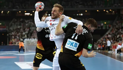 Zagreb, 8.1.2026.- Prijateljska utakmica rukometa?a Hrvatske i Njema?ke u Areni Zagreb, uo?i Europskog prvenstva koje po?inje 15. sije?nja. Na slici Luka Cindri?. foto HINA/ Dario GRZELJ/ ua