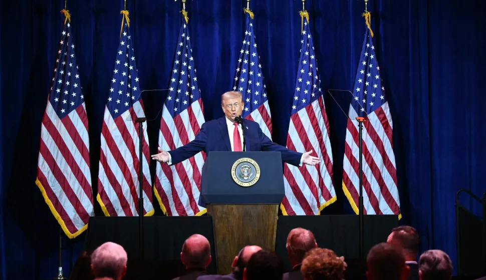 US President Donald Trump speaks during the House Republican Party (GOP) member retreat at the Kennedy Center in Washington, DC, on January 6, 2026. (Photo by Mandel NGAN/AFP)