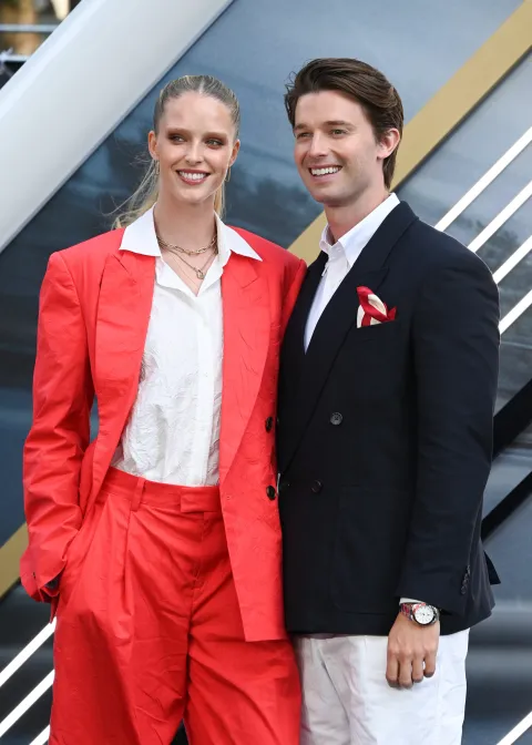 Photo by: JW/Famous/starmaxinc.comSTAR MAX&copy;2025ALL RIGHTS RESERVEDTelephone/Fax: (212) 995-11966/23/25Abby Champion and Patrick Schwarzenegger at The European Premiere of F1 on June 23, 2025 in London, England. Photo via Newscom Photo: JW/Famous/starmaxinc.com/NEWSCOM