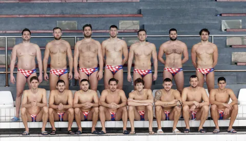 Zagreb, 08.01.2026. - Otvoreni trening hrvatske vaterpolo reprezentacije i tiskovna konferencija u sklopu zavr&scaron;nih priprema za Europsko prvenstvo u Beogradu.Na fotografiji hrvatska vaterpolo reprezentacija.foto HINA/ Edvard &Scaron;U&Scaron;AK