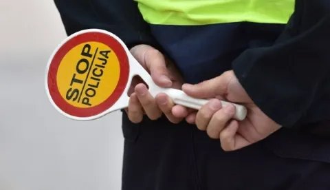 Stop palica policija, akcija policije, ilustracija 