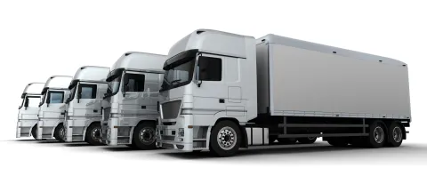 3D Render of a Fleet of Delivery Vehicles
