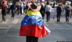 (260111) -- MEXICO CITY, Jan. 11, 2026 (Xinhua) -- People attend a protest condemning U.S. attack on Venezuela in Mexico City, Mexico, Jan. 10, 2026. (Photo by Francisco Canedo/Xinhua) Photo: FRANCISCO CANEDO/XINHUA