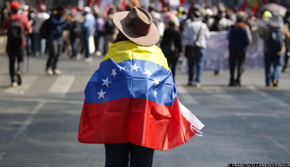 (260111) -- MEXICO CITY, Jan. 11, 2026 (Xinhua) -- People attend a protest condemning U.S. attack on Venezuela in Mexico City, Mexico, Jan. 10, 2026. (Photo by Francisco Canedo/Xinhua) Photo: FRANCISCO CANEDO/XINHUA