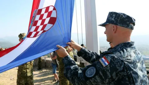 Knin: Generalna proba na tvrđavi uoči svečane proslave 23. obljetnice VRO Oluja 04.08.2018., Knin - Generalna proba na tvrdjavi uoci svecane proslave 23. obljetnice vojno-redarstvene operacije Oluja. Photo: Dusko Jaramaz/PIXSELL