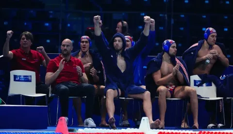 Beograd, 15.01.2026. - Hrvatski vaterpolisti izgubili su u 3. kolu Europskog prvenstva u Beogradu od Grčke s 10-11 (2-3, 1-2, 4-3, 3-2), te u drugi krug natjecanja prenose tri boda. foto HINA/ HVS/ ml