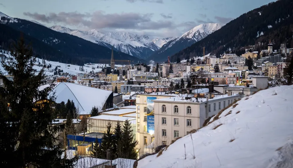 EDITORS NOTE: Graphic content/A photograph taken on January 19, 2026 shows a general view of the Alpine resort of Davos on the opening day of the World Economic Forum (WEF) annual meeting. The World Economic Forum takes place in Davos from January 19 to January 23, 2026. (Photo by Fabrice COFFRINI/AFP)