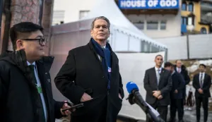US Treasury Secretary Scott Bessent speaks during a press conference outside the USA House at the annual meeting of the World Economic Forum (WEF) in Davos on January 19, 2026. The World Economic Forum takes place in Davos from January 19 to January 23, 2026. (Photo by Fabrice COFFRINI/AFP)