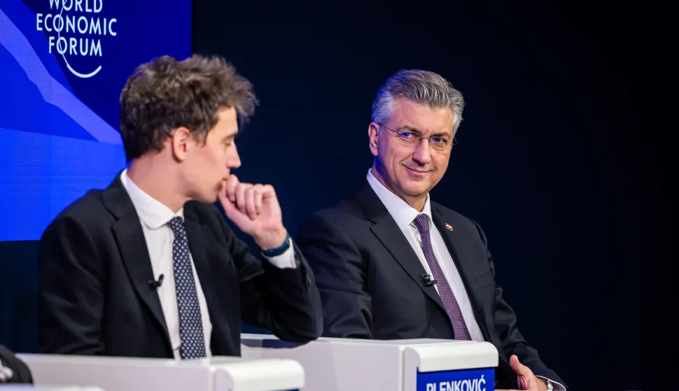 Davos, 20.01.2026. - Predsjednik Vlade Andrej Plenković sudjeluje na Godi&scaron;njem sastanku Svjetskog gospodarskog foruma u Davosu. Na fotografiji Andrej Plenković. foto HINA/ Vlada RH/ ml