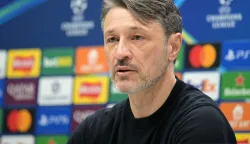 Borussia Dortmund's Croatian head coach Niko Kovac attends a press conference at Tottenham Hotspur Stadium in north London, on January 19, 2026, on the eve of their UEFA Champions League league-phase football match against Tottenham Hotspur. (Photo by Richard A. Brooks/AFP)