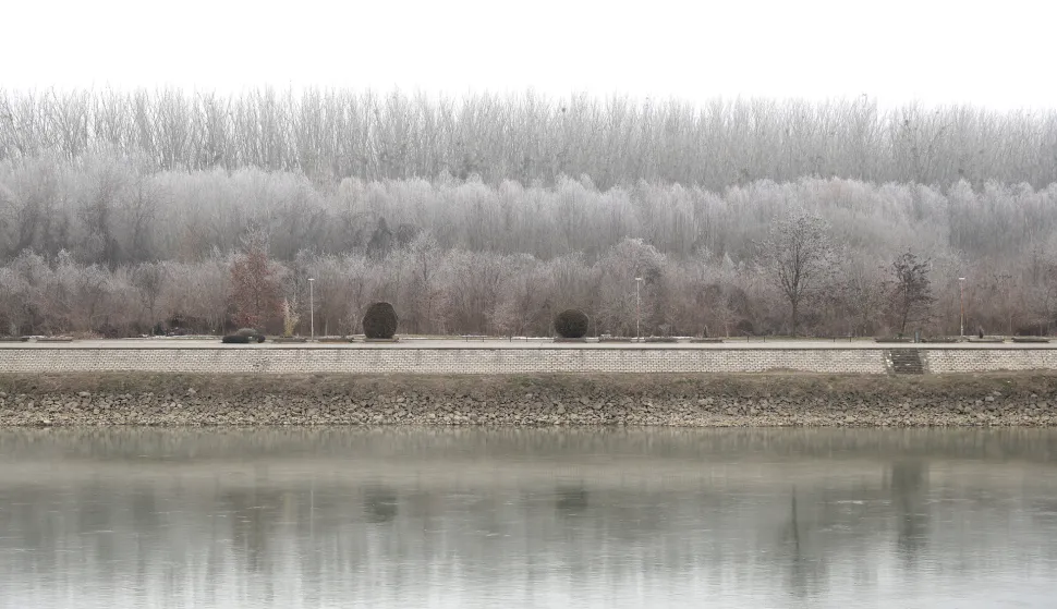 Osijek, 21. 01. 2026., Zimska reportaža, Sibirska fronta, zima, hladno vrijeme, snijeg, inje, Drava; rijeka Drava; ilustracija SNIMIO BRUNO JOBST