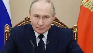 In this pool photograph distributed by the Russian state agency Sputnik, Russia's President Vladimir Putin chairs a meeting on situation in the zone of the "special military operation", the Kremlin's term for the nearly four-year-long Ukraine offensive, in Moscow on December 29, 2025. (Photo by Mikhail METZEL/POOL/AFP)