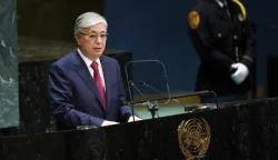 UN-GENERAL ASSEMBLY-GENERAL DEBATE (190925) -- UNITED NATIONS, Sept. 25, 2019 (Xinhua) -- Kazakh President Kassym-Jomart Tokayev addresses the General Debate of the 74th session of the UN General Assembly at the UN headquarters in New York, Sept. 24, 2019. World leaders attending the ongoing General Debate of the 74th session of the United Nations General Assembly (UNGA 74) on Tuesday voiced strong support for multilateralism and called for international cooperation to tackle common threats and challenges together. (Xinhua/Li Muzi) Li Muzi Photo: XINHUA/PIXSELL
