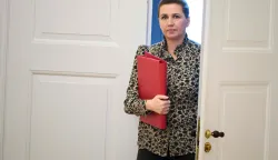 Danish Prime Minister Mette Frederiksen is pictured after a meeting in the Foreign Policy Committee at Christiansborg in Copenhagen, Denmark, on January 20, 2026. Frederiksen said that Europe would have no choice but to respond if a trade war started, following US President Donald Trump's tariffs threat on countries opposing his plans to take over Greenland. (Photo by Thomas Traasdahl/Ritzau Scanpix/AFP)/Denmark OUT