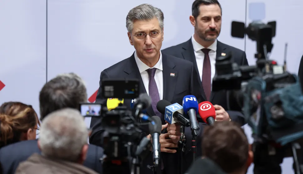 Zagreb, 27.01.2026 - Svečano otvorenje stalnog postava Hrvatskoga &scaron;portskog muzeja. Na slici predsjednik Vlade Andrej Plenković dao je izjavu za medije.foto HINA/ Damir&nbsp;SENČAR/&nbsp;ds