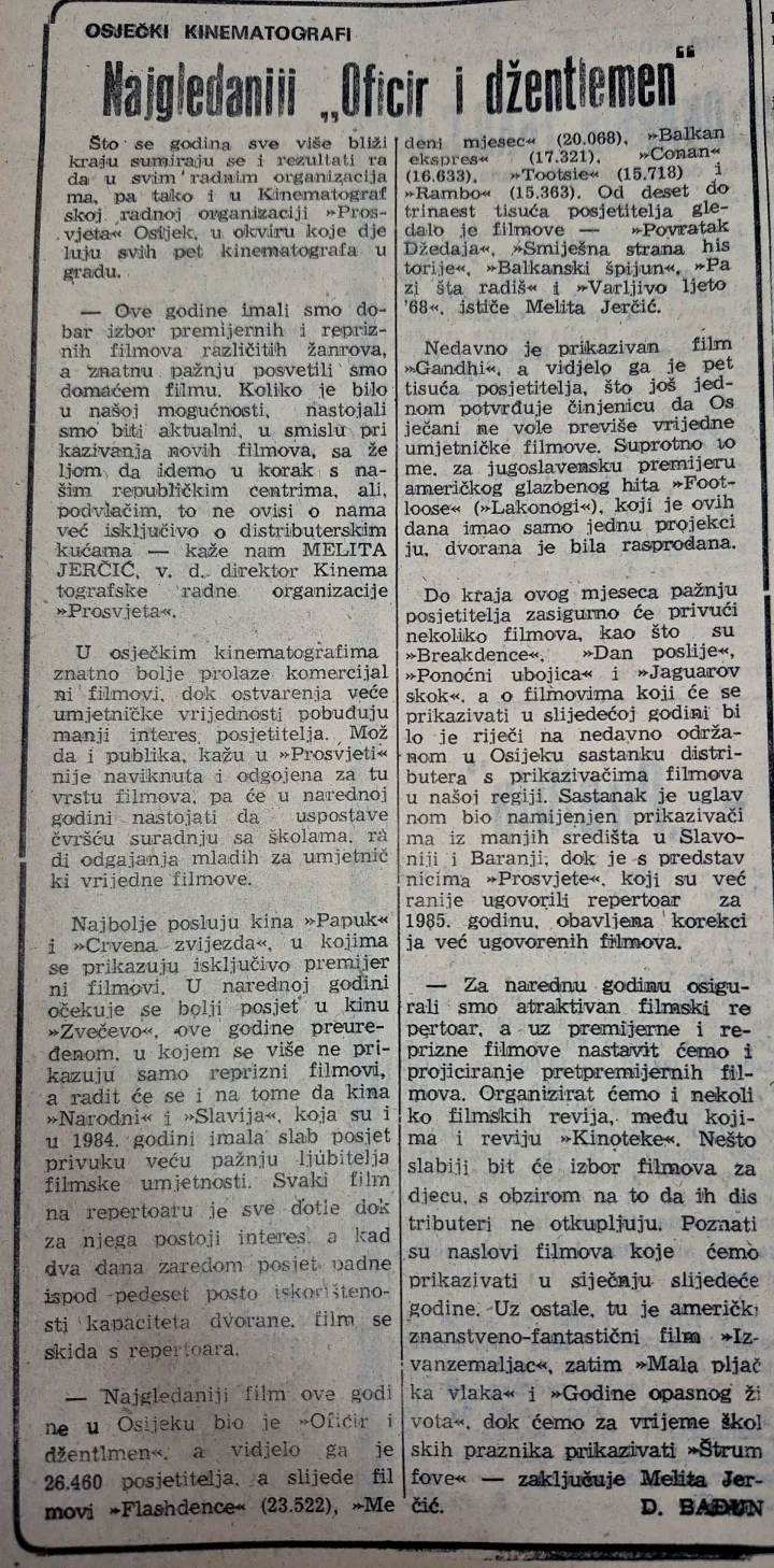 Osječka kina u osamdesetim godinama 20. st.Arhiva - Glas Slavonije