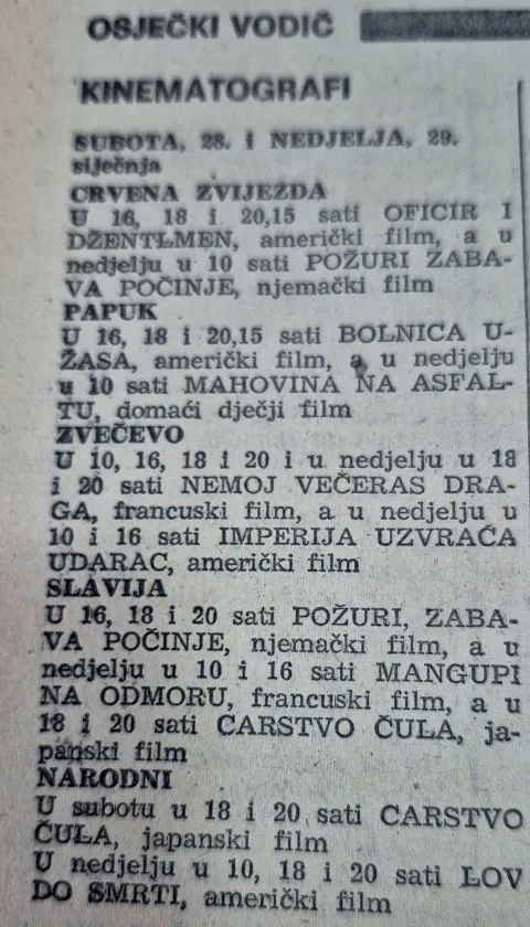 Osječka kina u osamdesetim godinama 20. st.Arhiva - Glas Slavonije