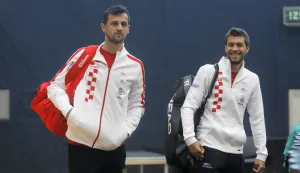 Osijek, 27 1. 2025.-Trening Davis Cup reprezentacije Hrvatske. Foto Mario Ćužić/HTS