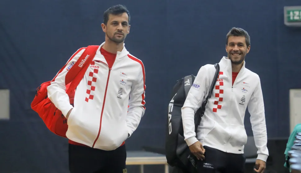 Osijek, 27 1. 2025.-Trening Davis Cup reprezentacije Hrvatske. Foto Mario Ćužić/HTS