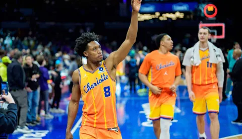 CHARLOTTE, NORTH CAROLINA - JANUARY 31: Collin Sexton #8 of the Charlotte Hornets walks off the court after defeating the San Antonio Spurs during their game at Spectrum Center on January 31, 2026 in Charlotte, North Carolina. NOTE TO USER: User expressly acknowledges and agrees that, by downloading and or using this photograph, User is consenting to the terms and conditions of the Getty Images License Agreement. Jacob Kupferman/Getty Images/AFP (Photo by Jacob Kupferman/GETTY IMAGES NORTH AMERICA/Getty Images via AFP)