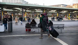Travelers wait for long-distance buses at the Central Bus Station (ZOB) in Berlin on Saturday, December 20, 2025, as holiday travel increases ahead of Christmas. Passengers sit with luggage as they prepare to depart for destinations across Germany and abroad to reunite with family and friends for the holidays. The ZOB, located in the Westend district near the Funkturm, serves exclusively long-distance bus traffic and is a key hub for national and international coach travel. The terminal operates dozens of platforms used by scheduled and charter bus services connecting Berlin with cities across Europe. (Photo by Michael Kuenne/PRESSCOV/Sipa USA) Photo: PRESSCOV/SIPA USA