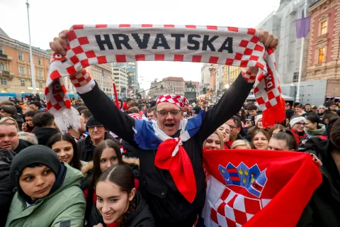 02.02.2026., Zagreb - Svecani docek hrvatske rukometne reprezentacije u na Trgu bana Josipa Jelacica nakon osvojene broncane medalje na Europskom rukometnom prvenstvu. Photo: Igor Kralj/PIXSELL