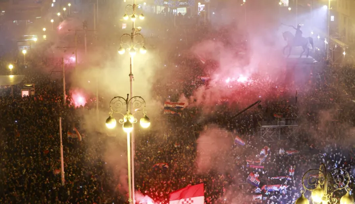 Zagreb, 02.02.2026. - Doček hrvatske rukometne reprezentacije na Trgu bana Jelačića u organizaciji Vlade RH nakon osvajanja brončane medalje na Europskom rukometnom prvenstvu. foto HINA/ Lana SLIVAR DOMINIĆ/ lsd