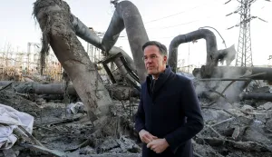 In this handout photograph released by the Telegram account of Ukraine's Minister of Energy Denys Shmyhal on February 3, 2026, shows Secretary General of NATO Mark Rutte during his visit to a combined heat and power (CHP) plant damaged by Russian air attacks in an undisclosed location in Kyiv. NATO chief Mark Rutte said on a visit to Kyiv on February 3, 2026 that Russia's overnight attacks did not suggest Moscow was serious about making peace, as the United States pushes talks to stop the fighting. (Photo by Handout/Telegram/@Denys_Smyhal/AFP)/RESTRICTED TO EDITORIAL USE - MANDATORY CREDIT "AFP PHOTO/Telegram/@Denys_Smyhal " - HANDOUT - NO MARKETING NO ADVERTISING CAMPAIGNS - DISTRIBUTED AS A SERVICE TO CLIENTS