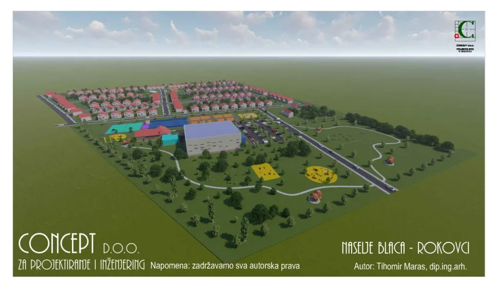 Blace - idejno rje&scaron;enje novog naselja - 21 kućaOpćina Andrija&scaron;evci