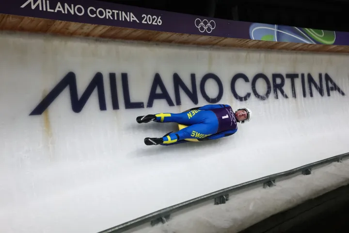 Sweden's Svante Kohala takes part in the luge men's singles training session at Cortina Sliding Centre during the Milano Cortina 2026 Winter Olympic Games in Cortina d'Ampezzo on February 4, 2026. (Photo by FRANCK FIFE/AFP)
