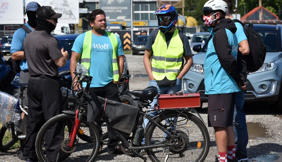 Zagreb, 17.07.2025 (novosti) - Wolt, prosvjed dostavljaca Wolta.foto Davor Kovacevicnovosti