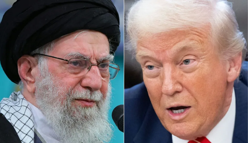 (COMBO) This combination of pictures created on February 04, 2026 shows, L/R, a handout photograph provided by the office of Iran's Supreme Leader Ayatollah Ali Khamenei showing him addressing a meeting with the people in Tehran on January 17, 2026 and US President Donald Trump speaking in the Oval Office of the White House in Washington, DC, February 3, 2026. President Donald Trump said in an interview with NBC News on February 4, 2026, that Iran's supreme leader Ayatollah Ali Khamenei should be "very worried," as the US builds up its military forces in the region. "I would say he should be very worried, yeah, he should be," Trump told the US broadcaster. "As you know, they are negotiating with us." (Photo by SAUL LOEB/various sources/AFP)/RESTRICTED TO EDITORIAL USE - MANDATORY CREDIT "AFP PHOTO/KHAMENEI.IR" - HANDOUT - NO MARKETING NO ADVERTISING CAMPAIGNS - DISTRIBUTED AS A SERVICE TO CLIENTS