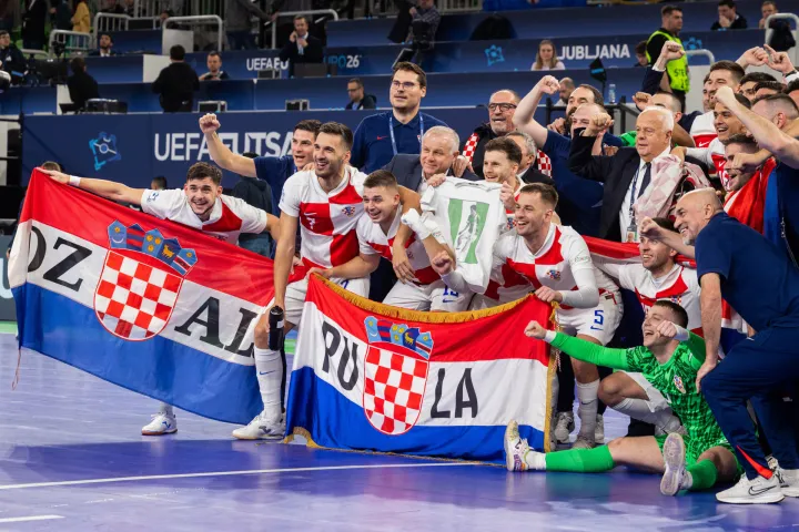 Ljubljana, 07.02.2026 - Utakmica za tre?e mjesto Europskog prvenstva u futsalu Hrvatska - Francuska. foto HINA/ STA/ Bor SLANA/ ik