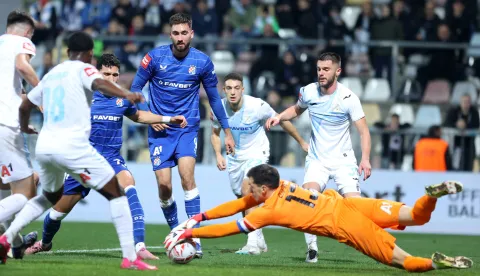 08.02.2026., Stadion HNK Rijeka, SuperSport HNL, 21. kolo, HNK Rijeka - GNK Dinamo. Bakrar, Dion Drena Beljo, Martin Zlomislc Photo: Nel Pavletic/PIXSELL