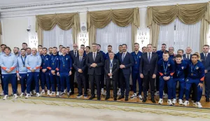 Zagreb, 9.2.2026 - Predsjednik Vlade Andrej Plenković primio je hrvatsku futsalsku reprezentaciju i izaslanstvo HNS-a povodom osvajanja brončane medalje na UEFA Europskom futsalskom prvenstvu 2026., koje se održavalo u Latviji, Litvi i Sloveniji. Foto Hina/ Dario GRZELJ/ dag