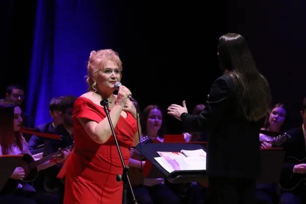 Osijek, 06. 02. 2026, KC Osijek, Dvorana Franjo Krežma. Svečanost udruge CEREBRO u povodu Dana Crvenih haljina.... Lidija Horvat Dunjko.snimio GOJKO MITIĆ