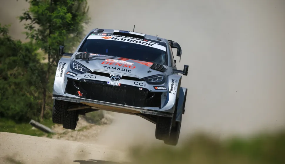 epa12110018 Kalle Rovanpera of Finland drives his Toyota GR Yaris Rally 1 during the WRC Rally de Portugal 2025 in Vieira do Minho, Portugal, 17 May 2025. EPA/JOSE COELHO