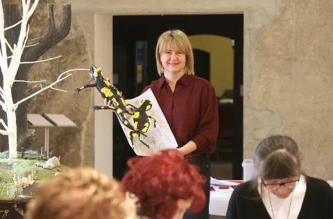 Osijek, 11. 02. 2026., Muzej Slavonije, radionica, projekt, Museorum za građane 60+, radionica - linoleum, Jesenka RiclSNIMIO BRUNO JOBST