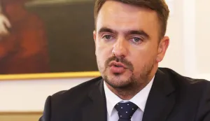 Osijek, 01. 10. 2024, Trg Ante Starčevića 2. Župan Mato Lukić i podpredsjednik Republike Srpske iz reda hrvatskog naroda Davor Pranjić potpisali pismo namjere o suradnji... Davor Pranjić.snimio GOJKO MITIĆ